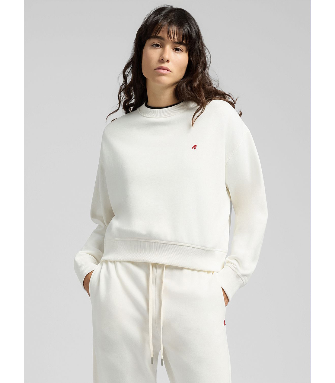 R刺しゅう コットンスウェットシャツ 詳細画像 ホワイト 1